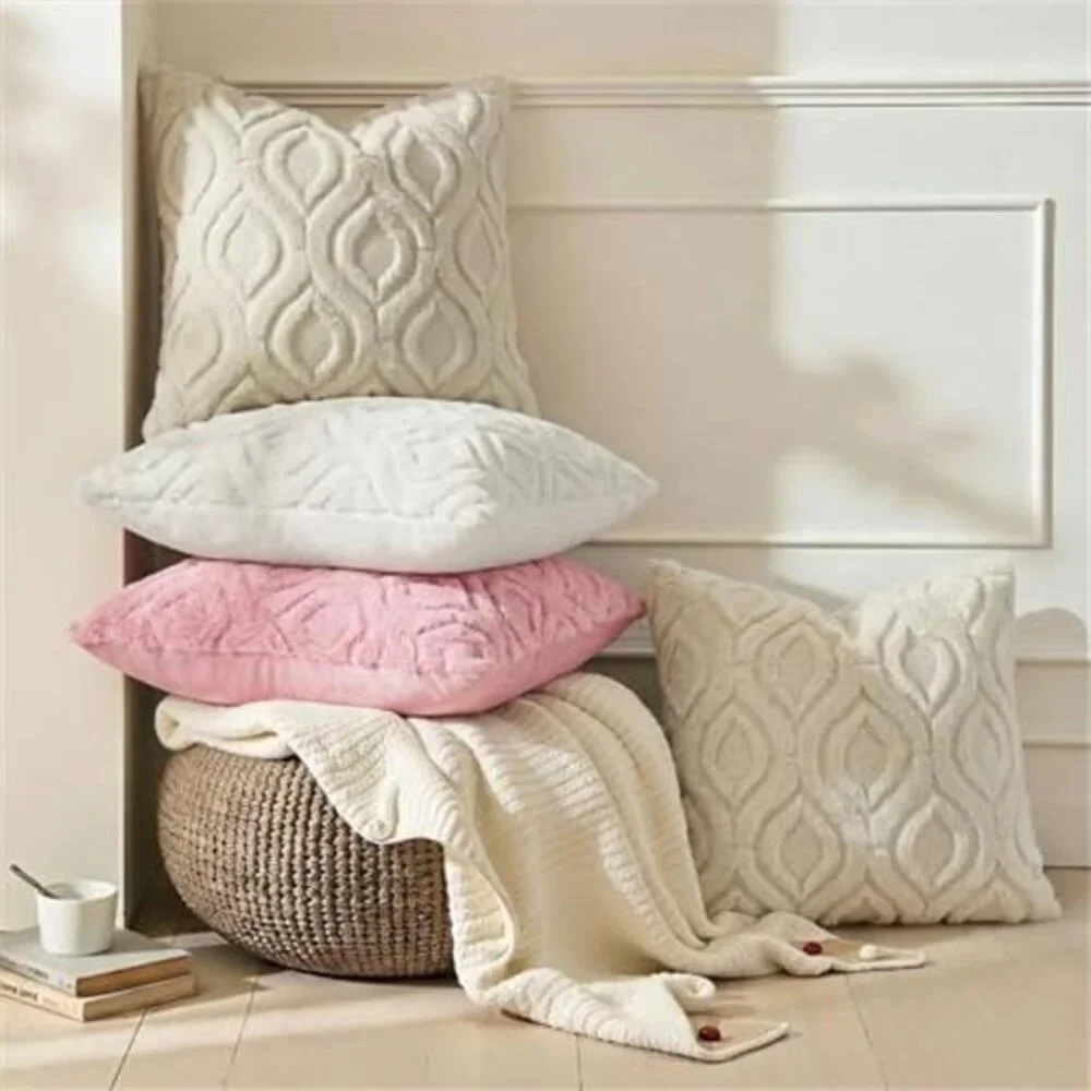 2 Pack Cozy Textured Throw Pillow Covers 18x18 Inch NO INSERT